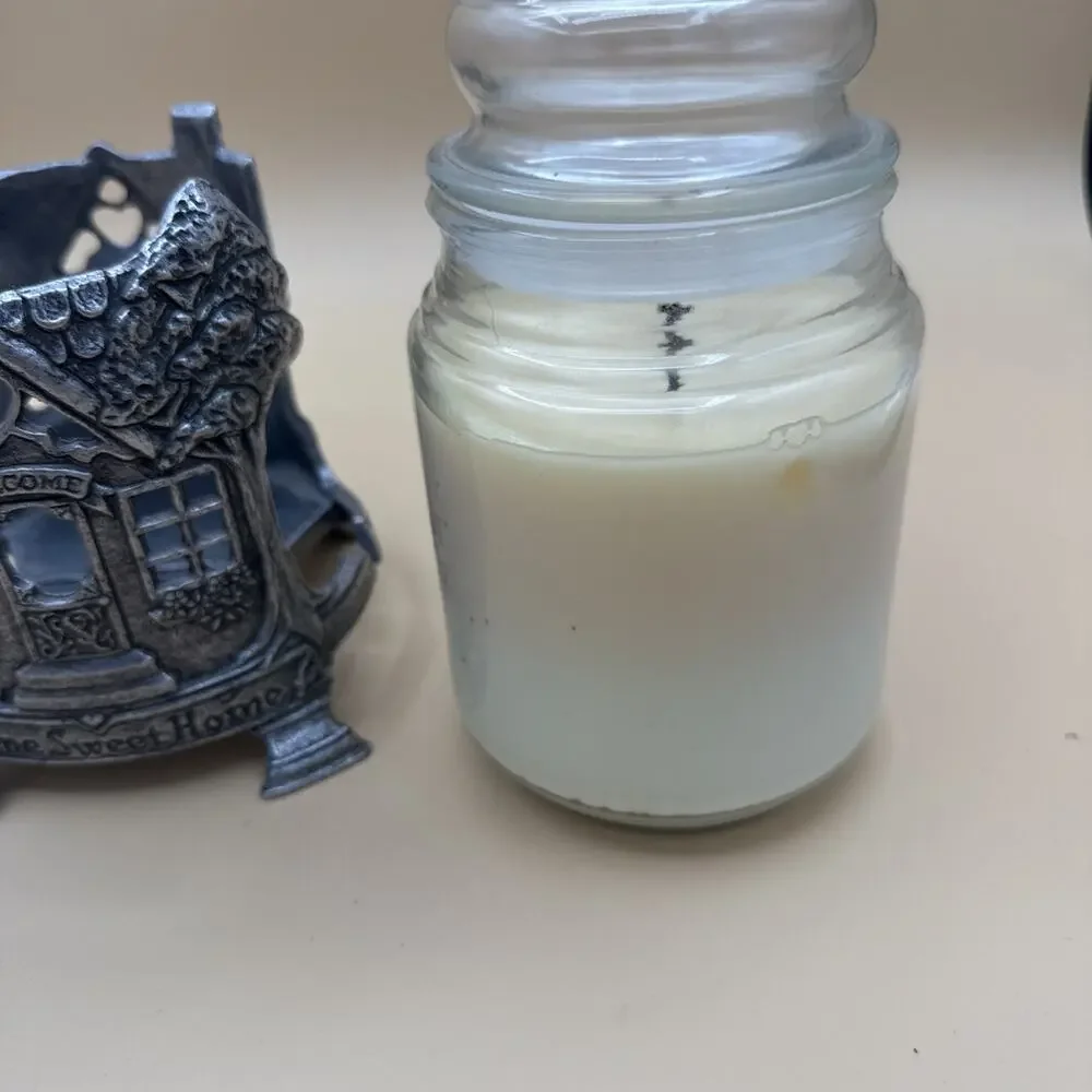 Pewter Jar Candle Holder Home Sweet Home Carson 1996 Yankee Candle Vintage